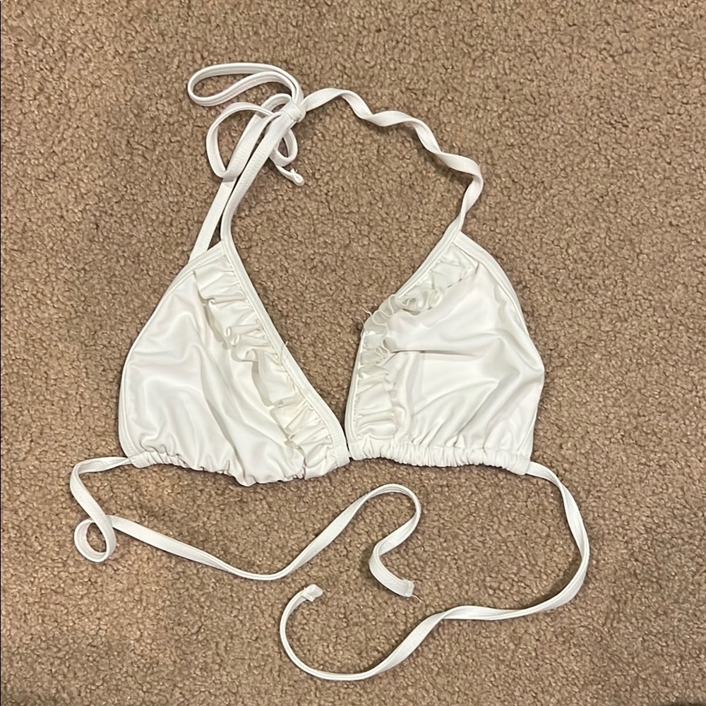 White Ruffled Bikini Top